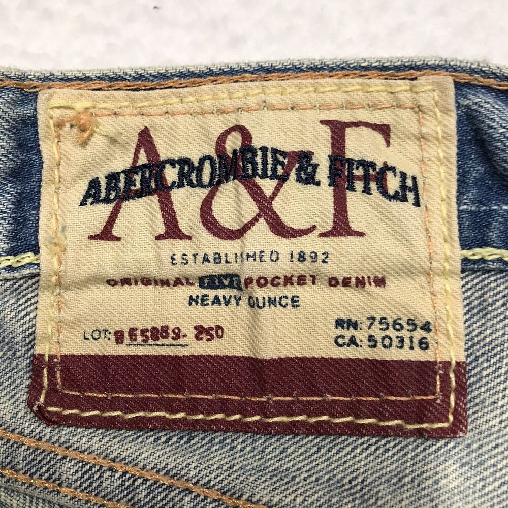 Y2K ABERCROMBIE & FITCH Remsen Jeans Men 32x34 Distressed Low Rise Slim Straight - Picture 13 of 16